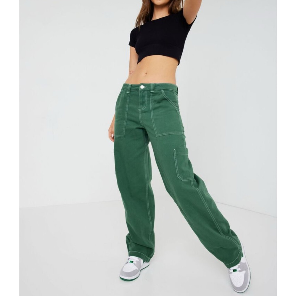 Garage‎ Dani Carpenter Pants Forest Green Cotton Cargo juniors sz 3 relaxed fit - Picture 3 of 12